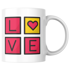 kubek z nadrukiem l o v e